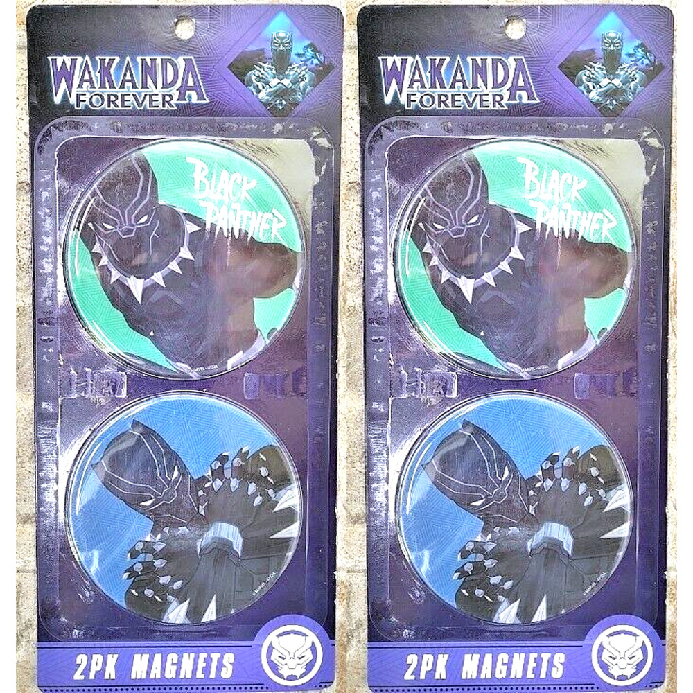 (2) Marvel Wakanda Forever Black Panther 4" Magnet Blue/Green 2 Pack -Fast Ship